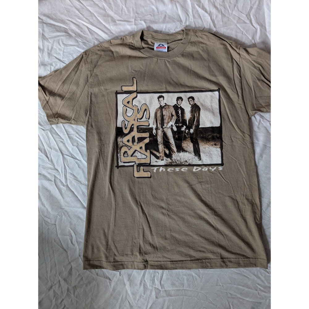 Rascal Flatts These Days Graphic‎ T Shirt Men's Size Large Tan Concert Tour